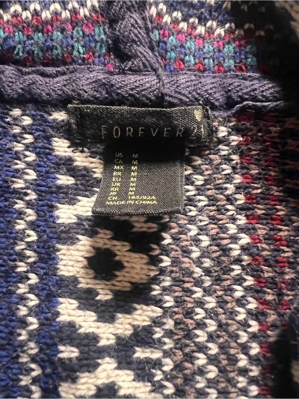 Forever 21 Boho Knit Hoodie - Purple Blue Grey Stripe Pattern - Picture 4 of 4